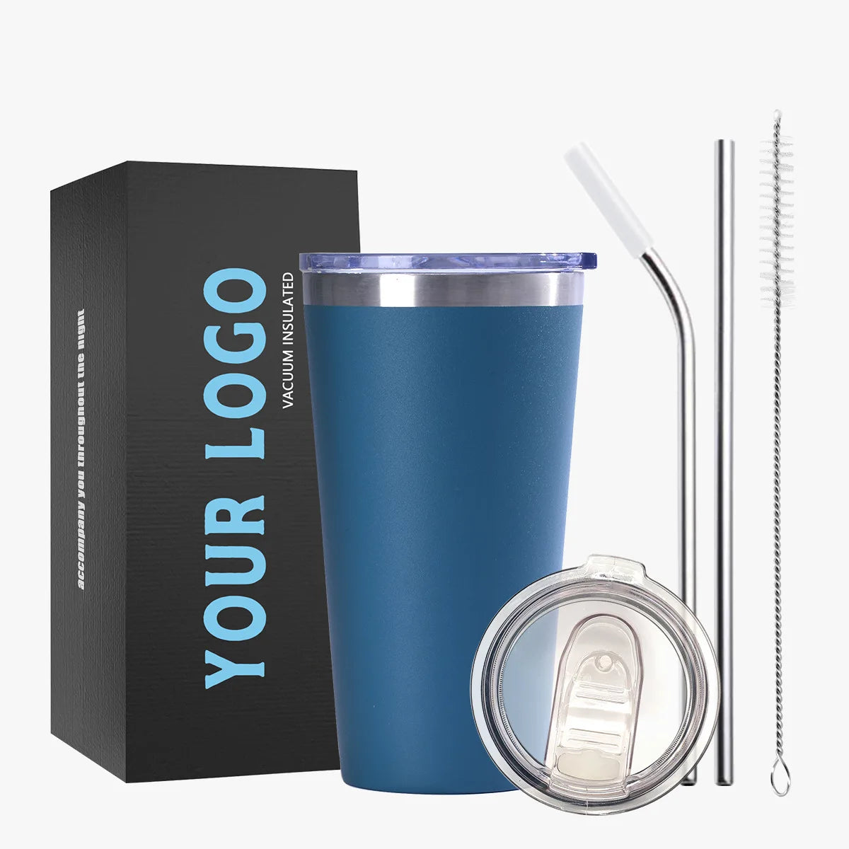 Custom Logo 16oz Double Wall Travel Tumbler Vacuum Insulated Stainless Steel 304 Tapered Tumblers with Lid Coffee Beer Gift Use