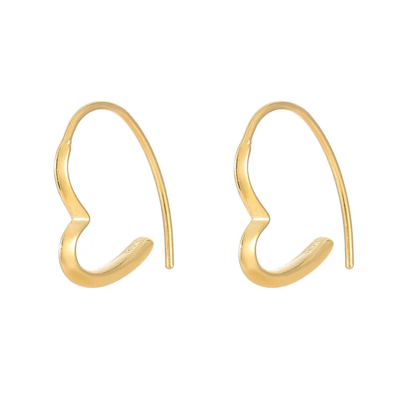 Nickel Free 999 Sterling Silver Geometric Open Heart Earring Hoops for Women Girls