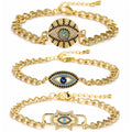18k Gold Filled Flat Link Chain Bracelet Hip Hop Gold Filled Stack Devil Eye Bracelets
