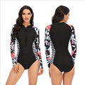 2025 Factory Custom Washed Digital Printed One Piece Long Sleeve Surf Swimwear Quick Dry Breathable