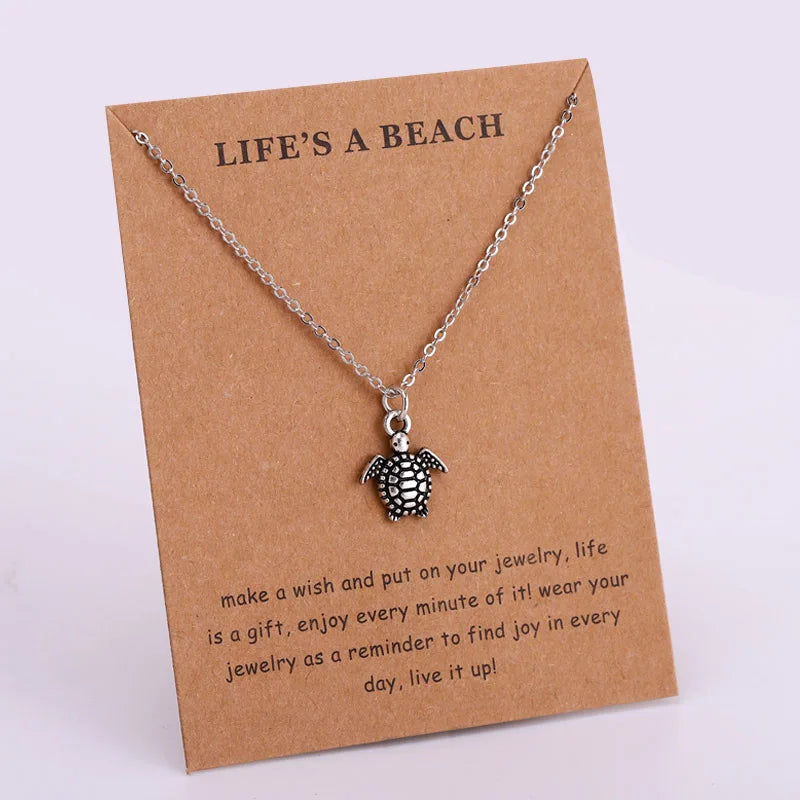 Summer Beach Ocean Jewelry Collection Anchor Fish Shell Sand Dollar Shark Whale Starfish Seahorse Necklaces Fashion Pendant