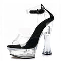 14cm leaky toe high heels platform pole dance anti-skid dance shoes model Catwalk Fashion thick heel crystal sandals