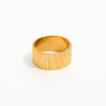 Tarnish Free High End 18K Gold Plated Wrinkle Statement Band Rings for Women Stainless Steel Jewelry