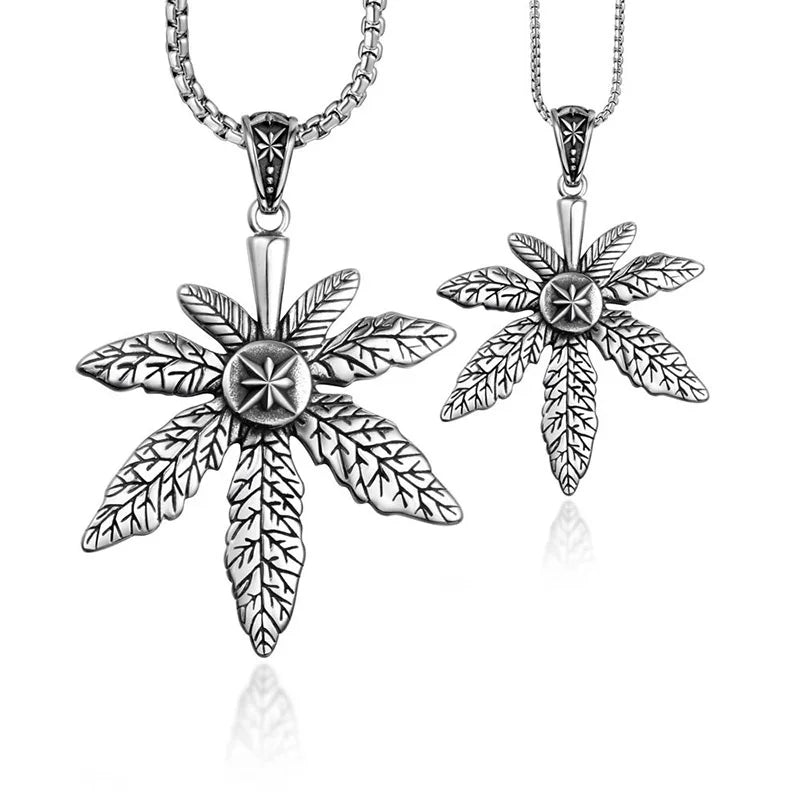 Korean Version Creative Exquisite Plant Leaves Dubai Couple Fashion Stainless Steel Fine Pendant Necklace Hawaiian Maple Jewelry