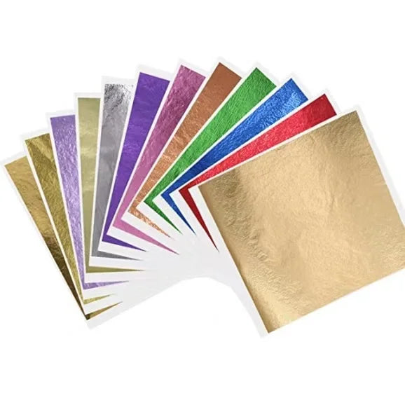 9*9cm Imitation Gold Plated Metal Leaf Medal for Furniture Gilding Decoration Colorful Foil Craft Material