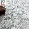 Manufacturer Supply 3D Flower Embroidered Guipure Lace Fabric 100% Polyester White Water Soluble Laces Guipure Lace Fabric