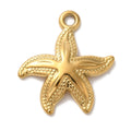 Pandahall 20pcs 304 Stainless Steel Starfish Pendants Real 18K Gold Plated Ion Plating (IP) for Kids