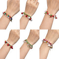 Cute Trendy Christmas Charm Beaded Elastic Snowflake Design Bracelet for Women Girls Featuring Santa Claus Xmas Tree Bell Rings