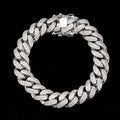 Bling Zircon Stones 15mm Brass Miami Cuban Link Bracelet Iced Hip Hop Jewelry Radiant Cut Claw Setting Unisex Party Rose Gold