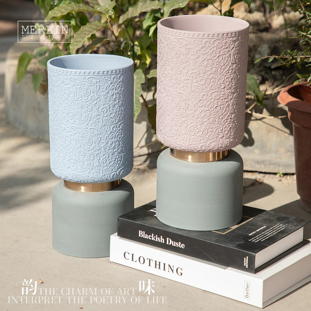 Merlin Living White Vase Modern Home Decor Minimalist Ceramic Flower Vase for Home Decor Chaozhou Ceramic Factory OEM/ODM