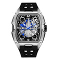 HANBORO Fully Automatic Men's Mechanical Watch Luxury Square Dial Diamonds Aeroplanes Collection Glass Dial Window Stainless