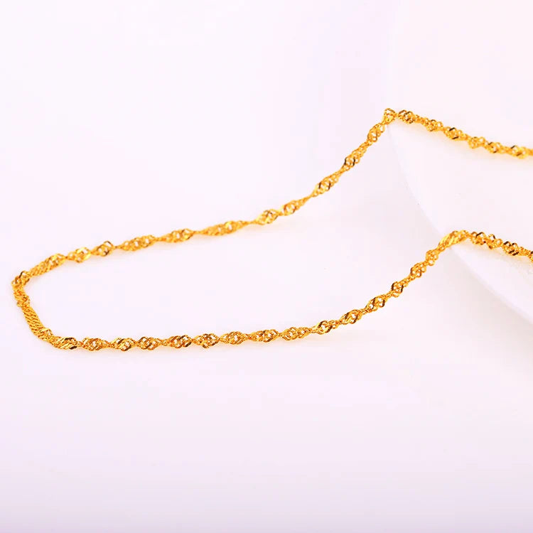 Olivia 2.8mm Water Wave Chain Statement Singapore Twist Chains Dainty Necklace Stainless Steel 18k Gold Plated Singapore Chain