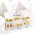 Wholesale 316 Stainless Steel Earrings 2023Jwelery Cute 6 Pairs Set Earrings for Women Plated 18k Gold Frosted Stud Earrings Set