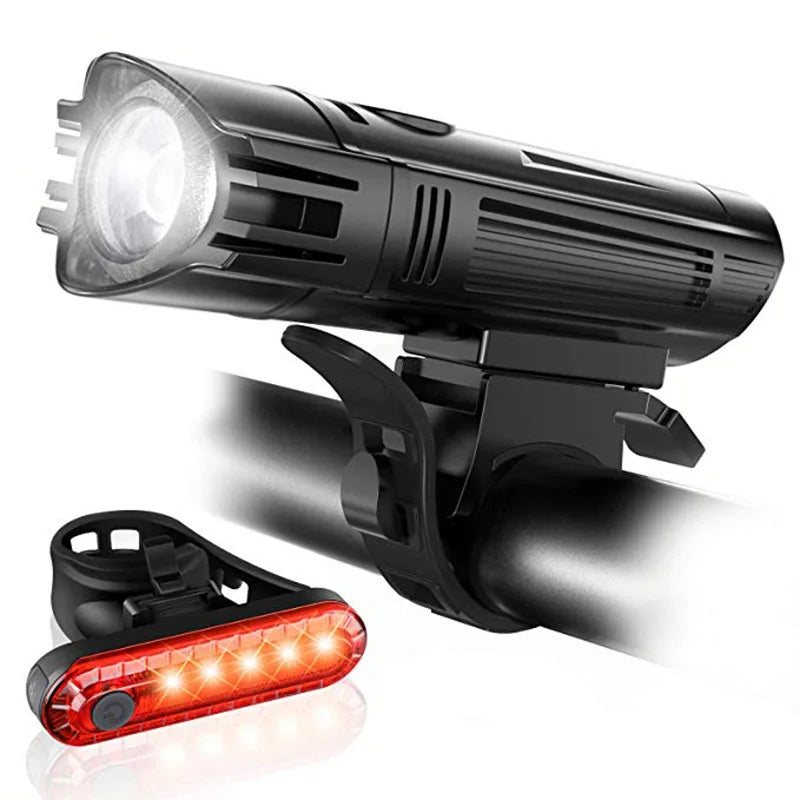 Waterproof RTS Rotatable Bicycle Headlight with T6 Lamp Beads and USB Charging Taillight Power Supply Battery