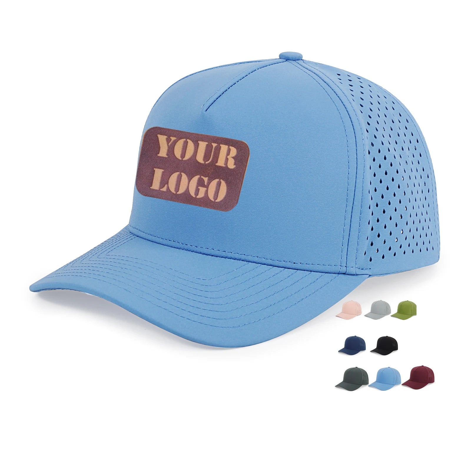 SENYA Laser Cut 5-Panel Waterproof Sporty Baseball Cap with Perforated Design Unisex Four Seasons Nylon for Adults