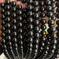 Wholesale Natural Round Polish Black Obsidian Loose Stone Beads for Jewelry Making