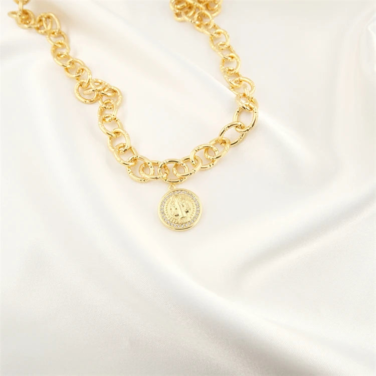 Mens Gold Chain With Pendant INS European Style 18K Brass All Saints' Day Smiling Face Jesus Zircon Pendants
