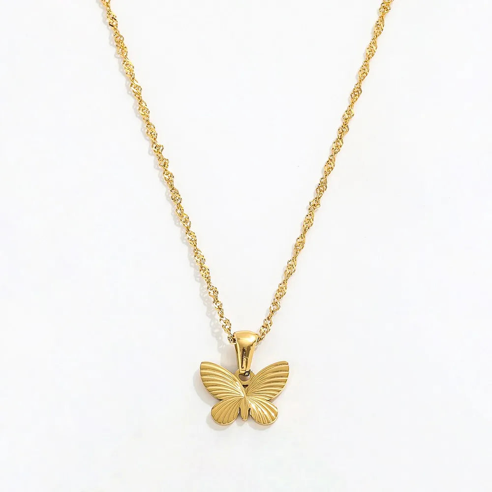Joolim Jewelry 18K Gold Plated Burst Butterfly Pendant Necklace Stainless Steel Fashion Jewelry Wholesale