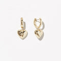 925 Sterling Silver 18k Gold Lovely Solid Silver Heart Dangling Hoop Earrings