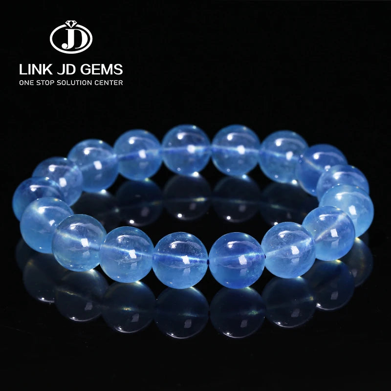 JD Fashion Chakra Energy Stone Elastic Bangles Gift 5A 7A High Quality Luxury Strand Natural Devil Blue Aquamarine Unisex CNAS