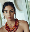 Orange Beads Stacked Collarbone Chain Necklace Statement Creative Multi-layer Crushed Stone