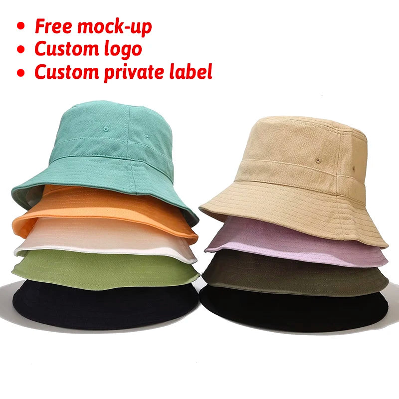 Custom Logo Ins Simple Embroidered Eyelet Patchwork Fisherman Men Women Casual Outdoor Sunscreen Cartoon Leaf Daily Fishing Ski