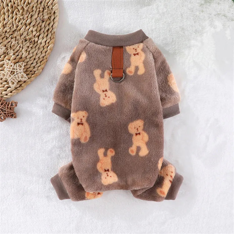 2025 New Arrival Cute Pet Dog Warm Flannel Four-Legged Fall Winter Clothes for Dogs and Cats