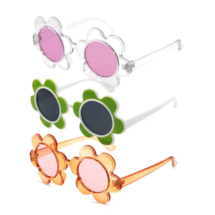 HP18565 New Design Sun Flower Women Glasses Flowers Shaped Sunglasses for Adult