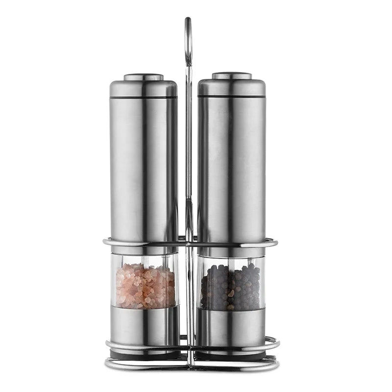 Electric Salt and Pepper Grinder Set with Stand - Ceramic Grinders with Lights and Adjustable Coarseness
