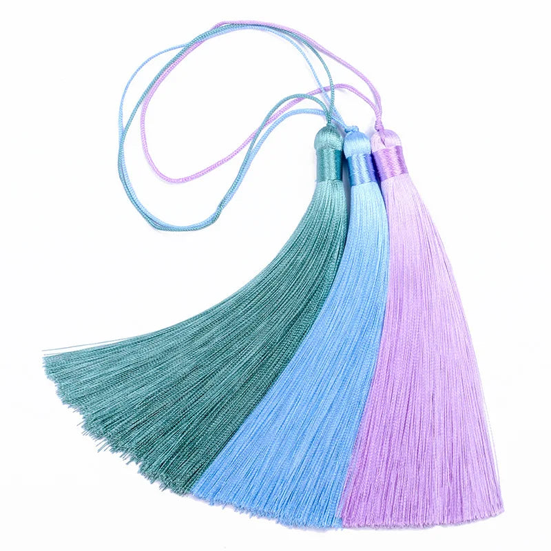 Wholesale 13cm Silk Polyester Tassel Keychain Chinese KnottingBookmark Hanging Tassel Jewelry for Garments Jewelry for Clothing