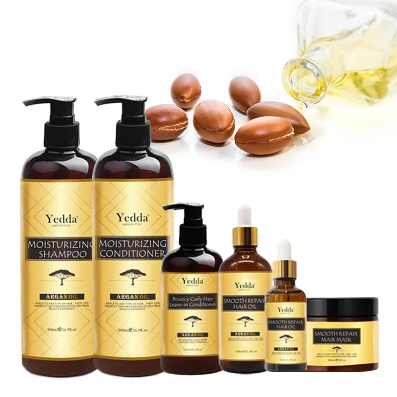 Yedda Shampoo Luxury Set Hair Care Products Sulfate-free Organic Keratin Moroccan Argan Oil Shampoo and Conditioner