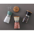 Supplier Domestic Manual Glass Bottles Dry Spice Grinder Bamboo Lid  Salt and Pepper Spice Grinder with Glass Jar