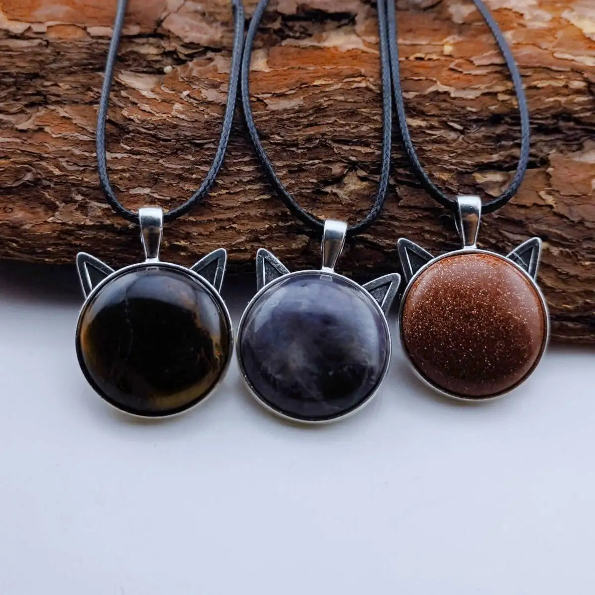Fashion Natural Rose Quartz Sodalite Raw Stone Cat Head Shaped Pendant for Making Necklace Jewelry