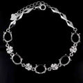 Sterling Silver 7*9mm Semi Mount Bracelet Frame Blank Empty Support Setting S925 Base Holder Without Center Stone for DIY Inlay