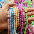 JC Crystal Wholesale 8mm Bicolor Glass Beads White Jade Dye Colors Loose Beads DIY Jewelry Glass Loose Beads