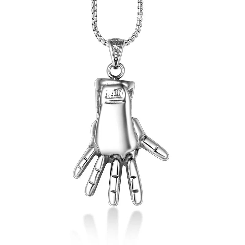 Stainless Steel Jewelry Manufacturer Custom Design Iron Man Enchanter Robot Hand Pendant for Necklace Jewelry