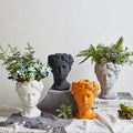 Nordic Style Modern Ceramic White Vase Handicraft Enamel Human Face Figurine for Living Room Decor and Flower Arrangements
