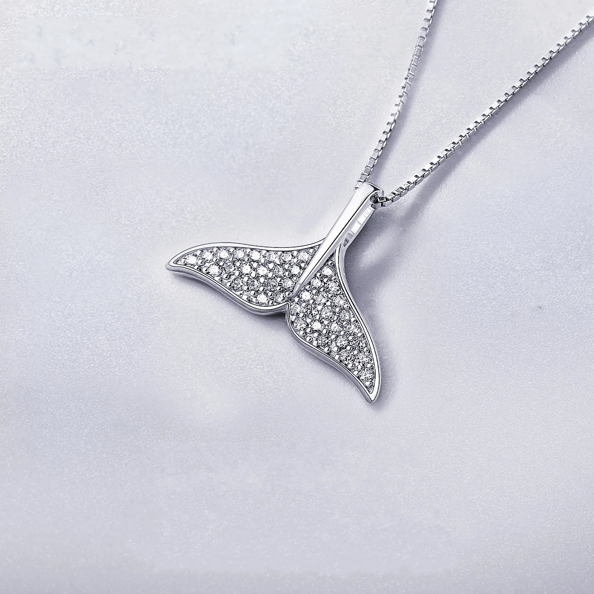 2021 Luxurious S925 Sterling Silver Box Chain Necklace with Dolphin Tail and 10 Pcs Null CZ Trendy for Wedding and Engagement