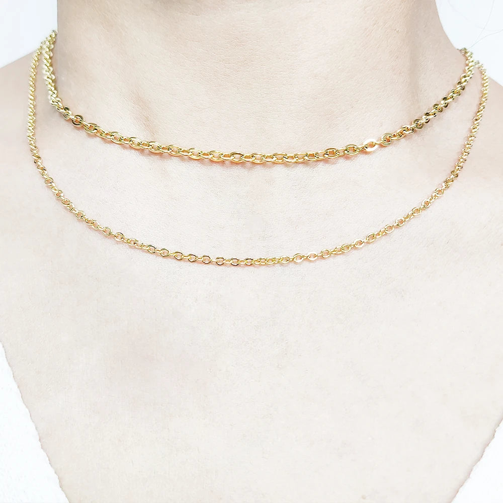Double Layer Necklace Vermeil Gold Jewelry Double Layer Chain Necklace Cadenas De Acero Para Bisuteria Joyeria De Oro Laminado