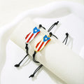 18K Gold Plated Enamel  Puerto Rican Flag Charm Bracelet Stainless Steel Enamel Puerto Rico Map Charm Macrame Rope Cord Bracelet