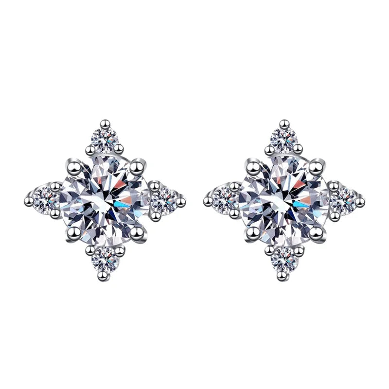 925 Sterling Silver Fine Jewelry Classic 18K Gold Plated VVS Clovers Moissanite Stud Earrings for Women