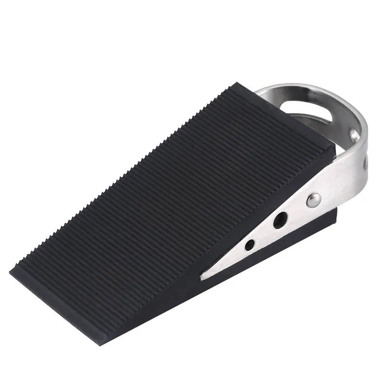 Wholesale Wedge-Shaped Rubber Door Stopper with Stainless Steel Handle & Hook for Kitchen Living Room Bedroom Use