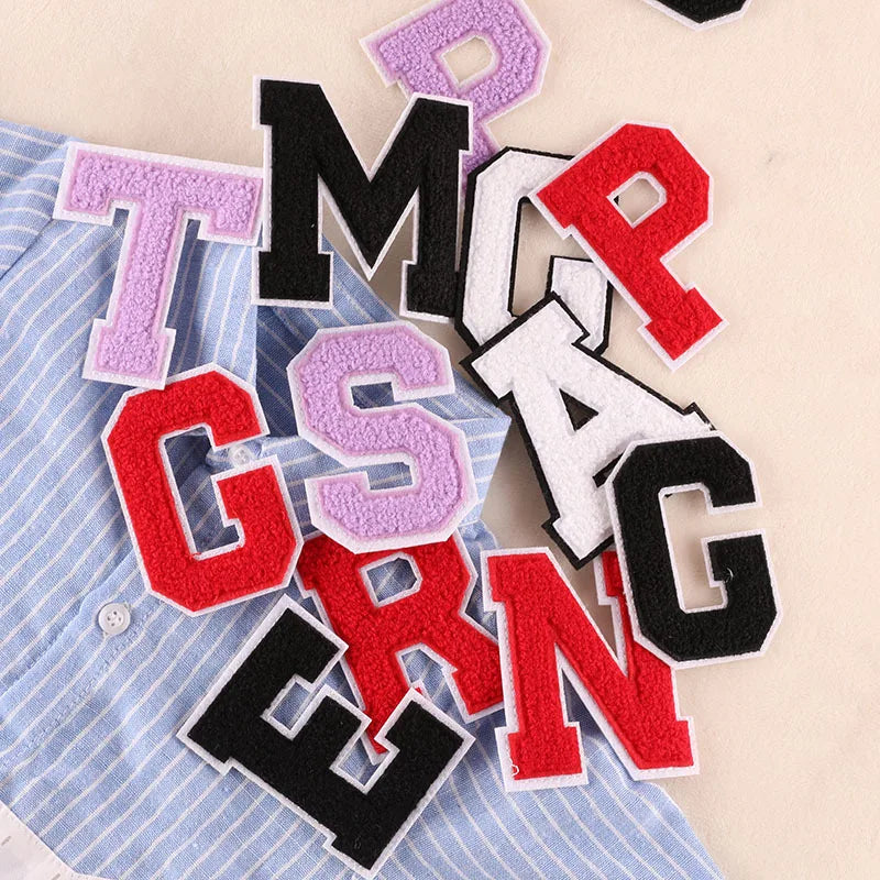 New Design Iron on Pure Colour Chenille Letter Patches for Diy Accessories