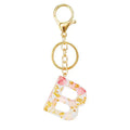 Handmade Acrylic Real Flower Keychain with Gold Chain Ring Ready to Ship Plastic Gift Accessory