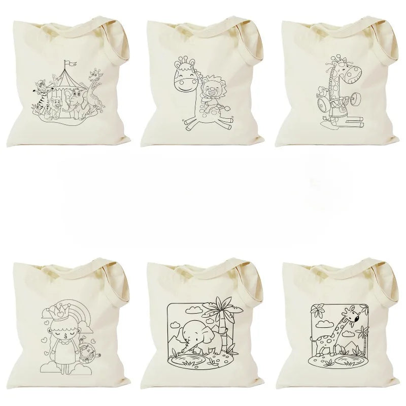 Blank Tote Bags for Printing Children Shopping Custom Printed Canvas Cotton Tote Bags with Custom Printed Logo for Diy