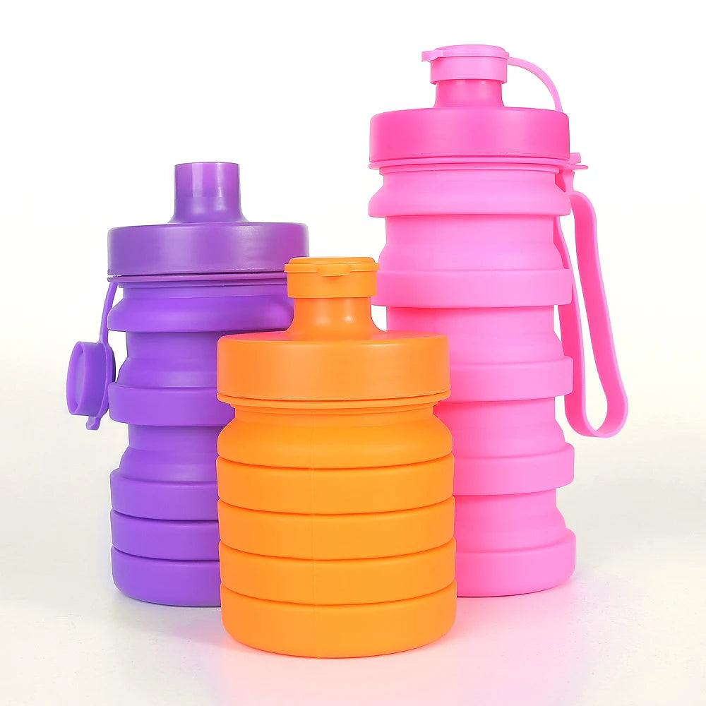 Wholesale Portable Outdoor BPA Free Silicone Drink Ware  Folding Collapsible Water Bottle for Adult
