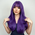 Synthetic Natural Straight Hair Women's Wigs Purple Bangs False Matte Hair Artificial Hair Rose Net Wigs