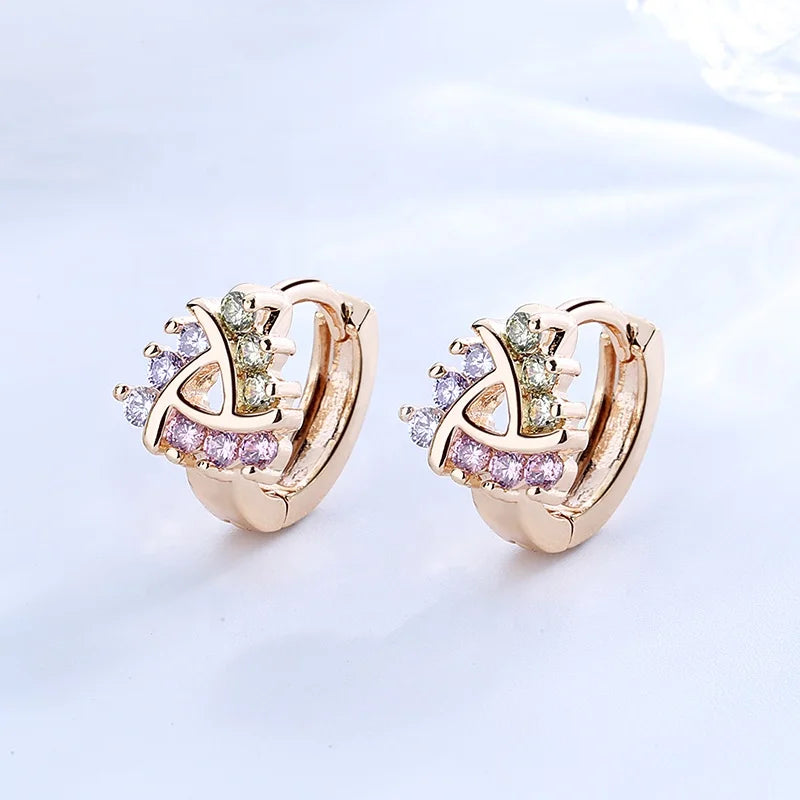2025 Trending Bohemian 18K Gold Filled Colorful Triangular Zircon Women Drop Earrings  Chunky