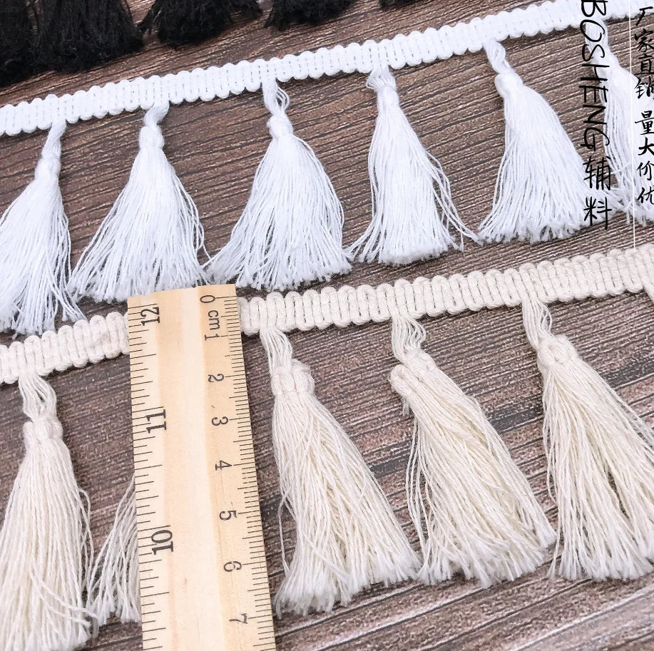 Eco-Friendly Crocheted Lace Fringe Ribbon Elastic Webbing Strap 7cm Tassel Cotton Garment Trim
