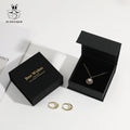 PUPPYSEW 9*9*3.5cm Black  Luxury Flip Magnetic Necklace Jewelry Box with logo Cardboard Bracelet Ring  Necklace Jewelry Box